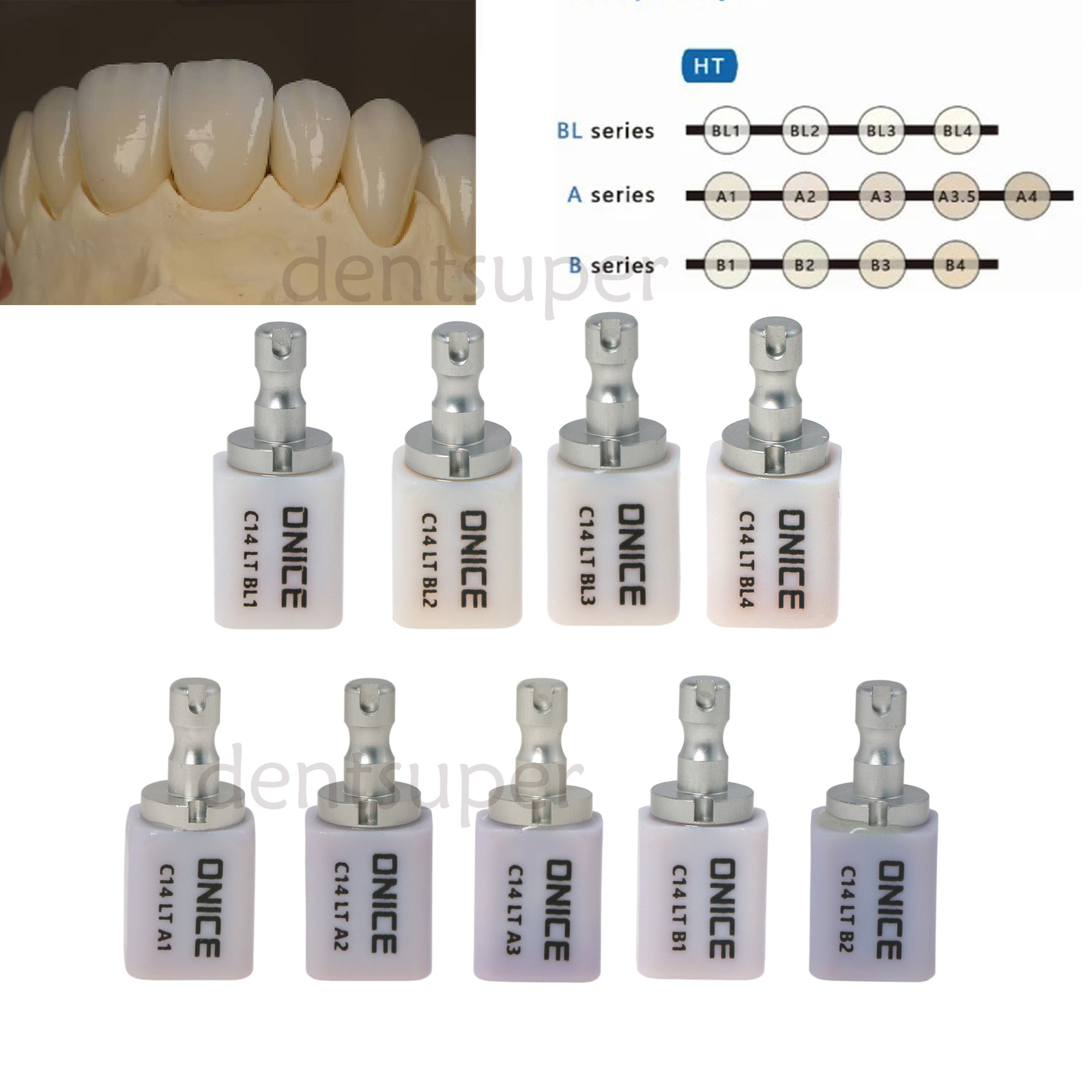 LT C14 Dental Glass Ceramic Lithium Dislicate Blocks Cerec Emax CAD CAM 5Pcs/Box