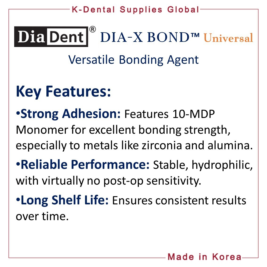 Diadent Dia-X Bond Universal Versatile Dental Bonding Agent 5ml