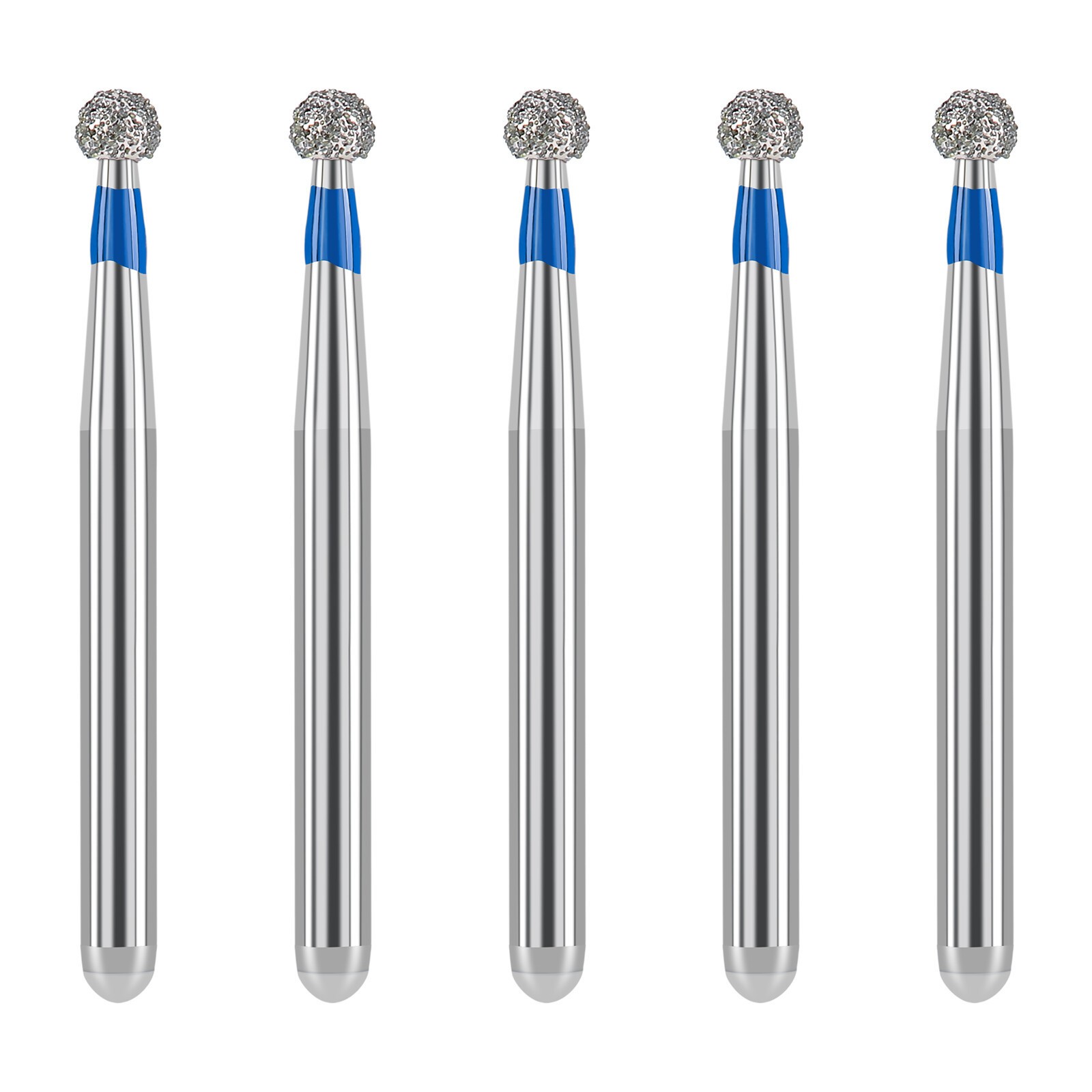 5Pcs/Box Dental FG Diamond Burs for High Speed Handpiece, Medium Grit Round Burs