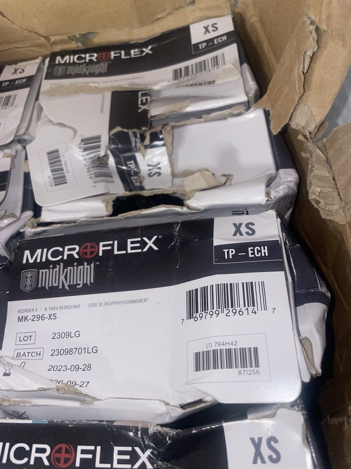 Qty 1000 Gloves Ansell Microflex Mid Knight Nitrile Gloves Size XS (Extra Small)