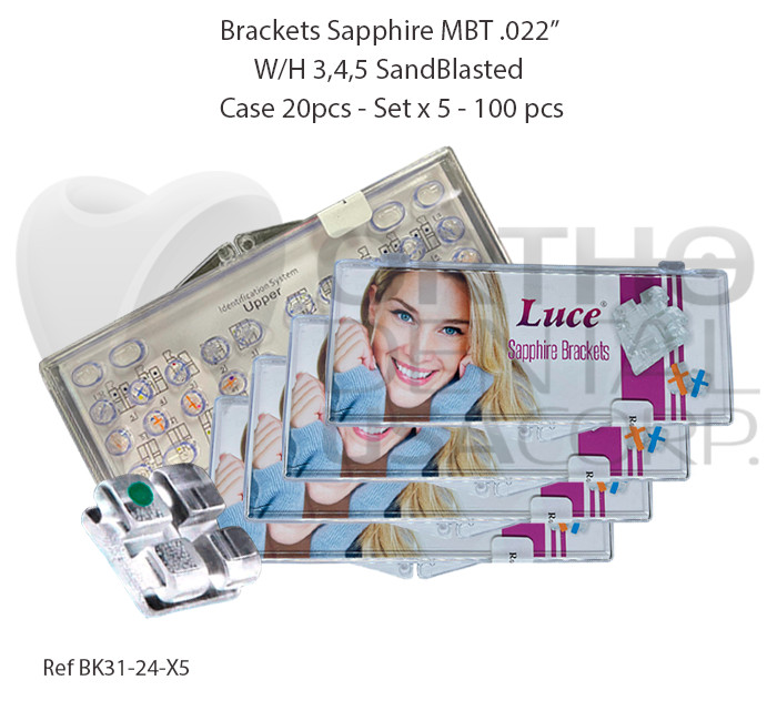 Set x 5/10 Orthodontic Ceramic and Sapphire Bracket W/H 3, 4, 5 Acrilyc Case