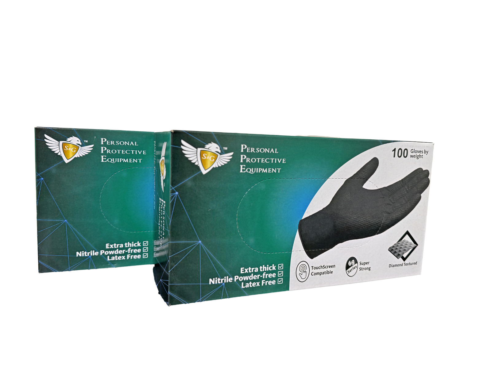 S&G Heavy Duty Black Nitrile Disposable Gloves Powder Latex Free 6 Mil M L XL