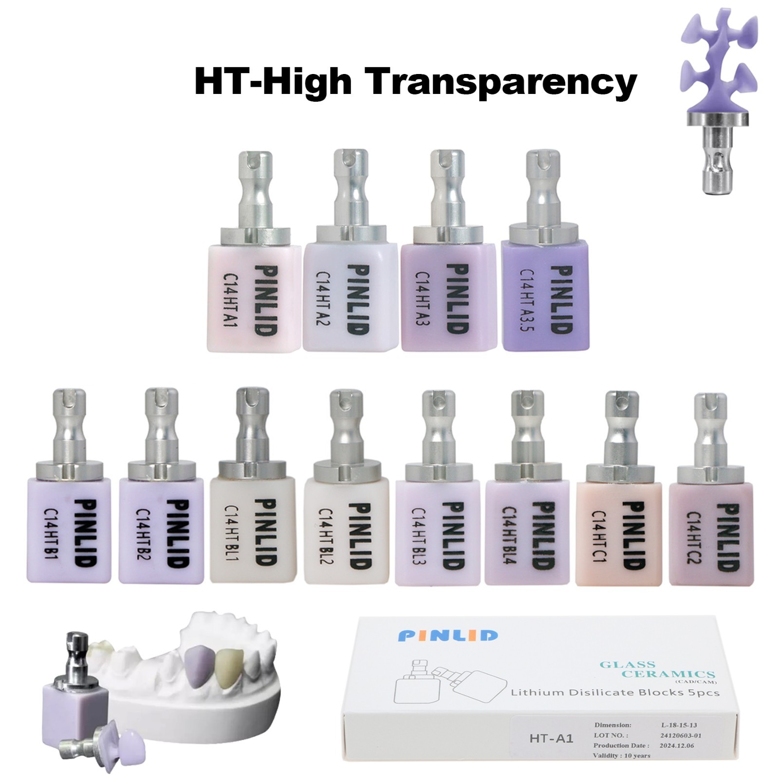 Dental C14 HT/LT/MT Emax Glass Ceramic Blocks Lithium Disilicate CAD/CAM CEREC