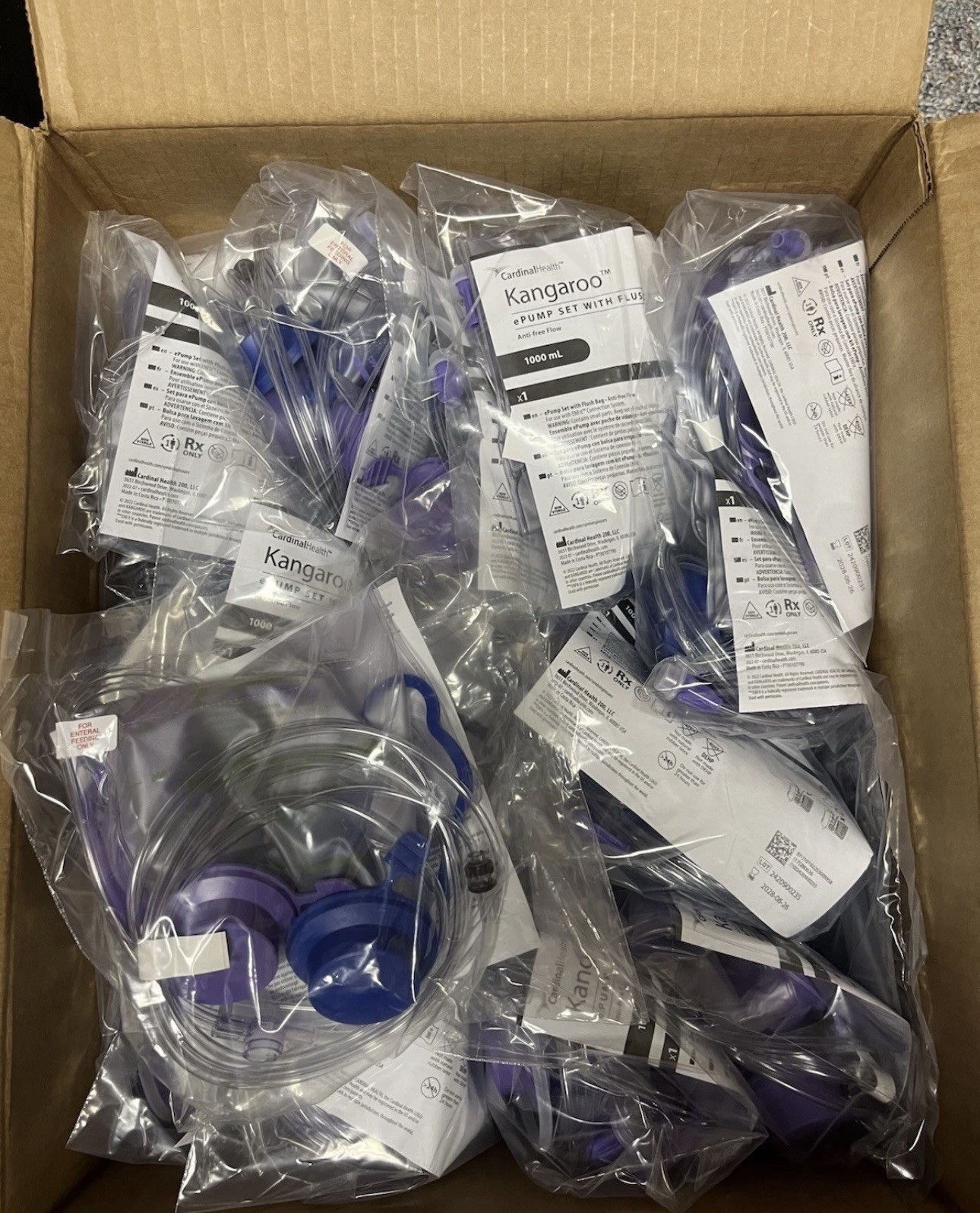 Cardinal Health Kangaroo 1000ML Feeding Bag W/ Flush Bag Lot Of 52. #763662