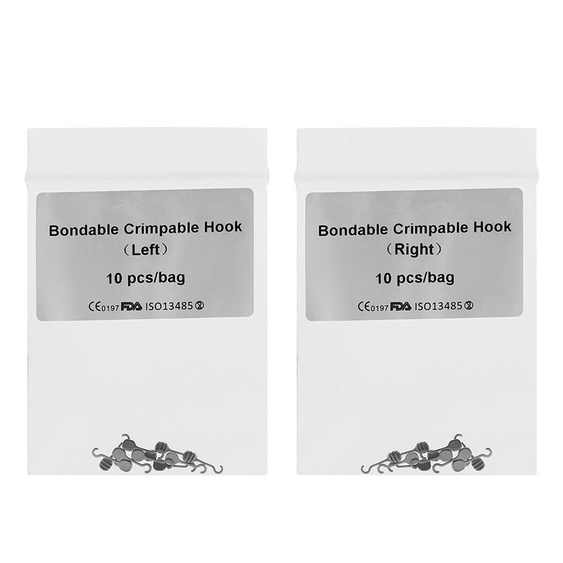10 Pcs/Bag Dental Orthodontic Bonding Crimpable Hook Adhesive Hooks Arch Wire
