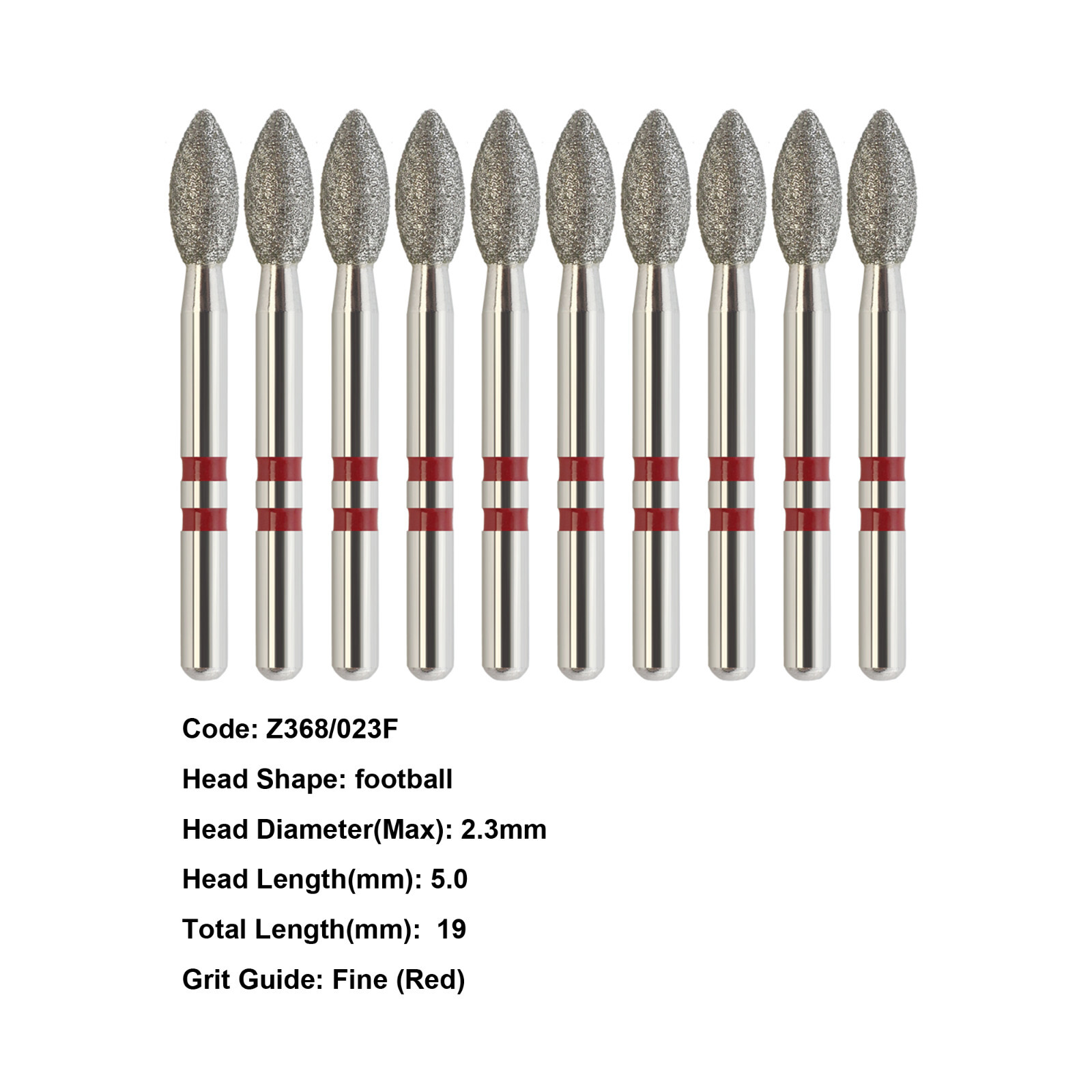 Dental Diamond Bur Zirconia Cutting Bur Round Football FG Fine Medium Grit Z856