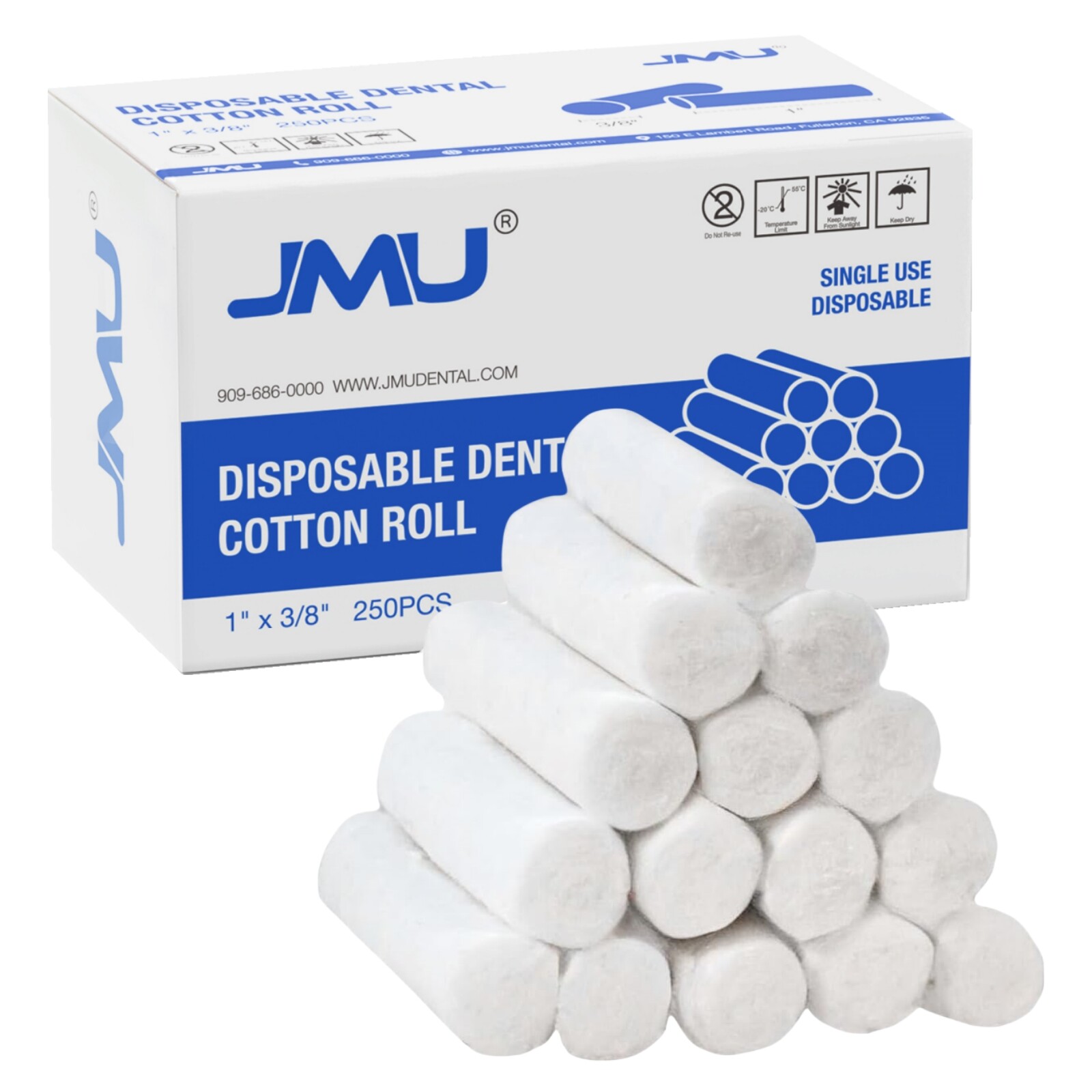 JMU Dental Cotton Rolls for Mouth Gauze and Nosebleed 1″ Non-Sterile Up to 10000