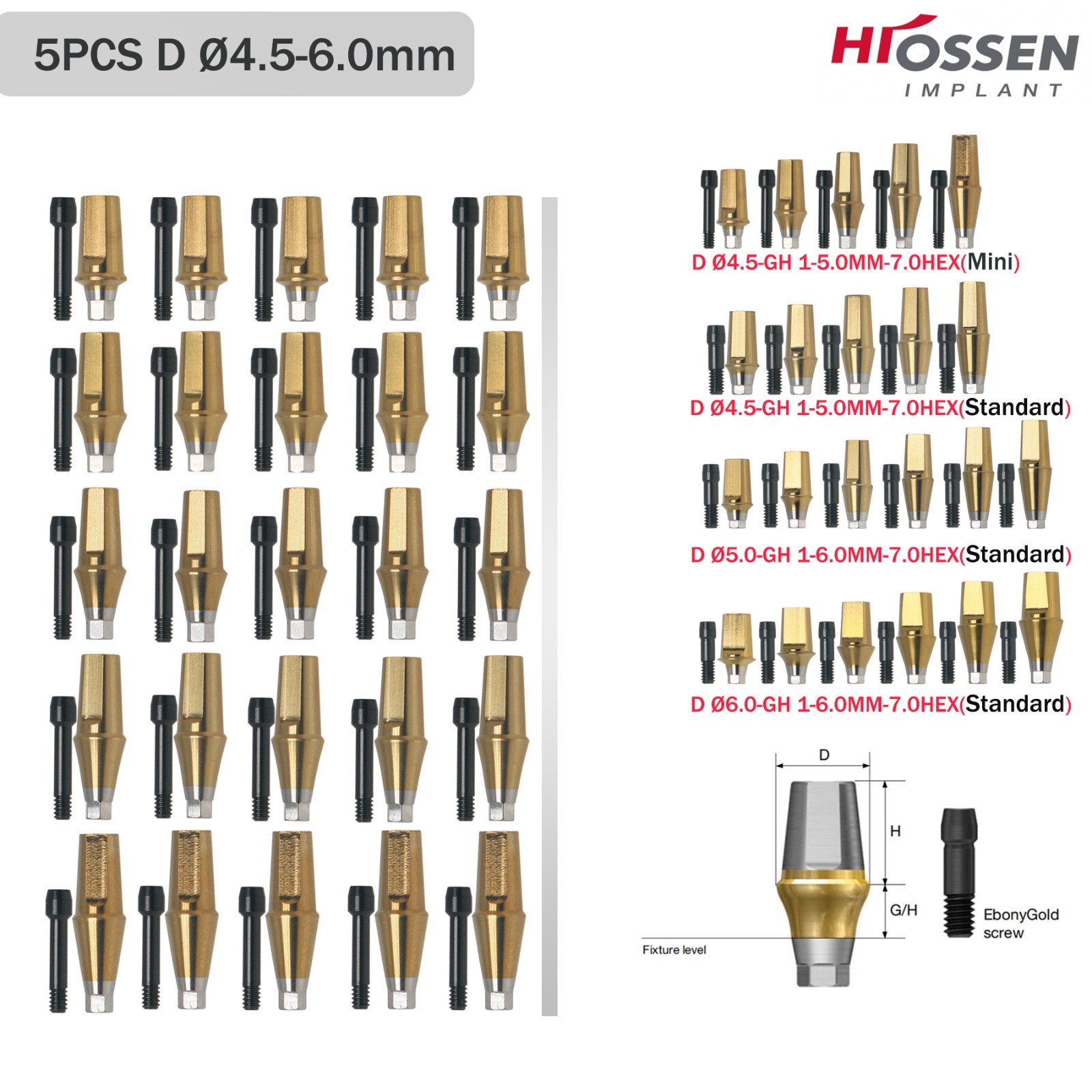 US Dental Straight Abutment Hiossen ET Osstem TS Ti Mini Regular Platform Hex