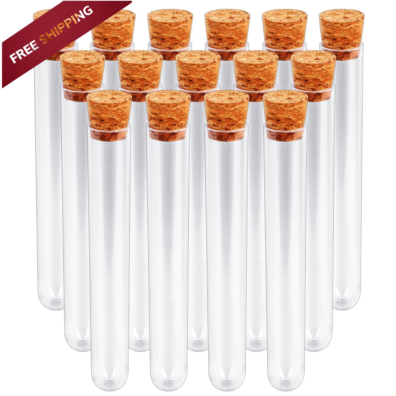 15x100mm (15ml) Plastic Test Tubes with Lids, Clear Vials Seal 15 Pcs
