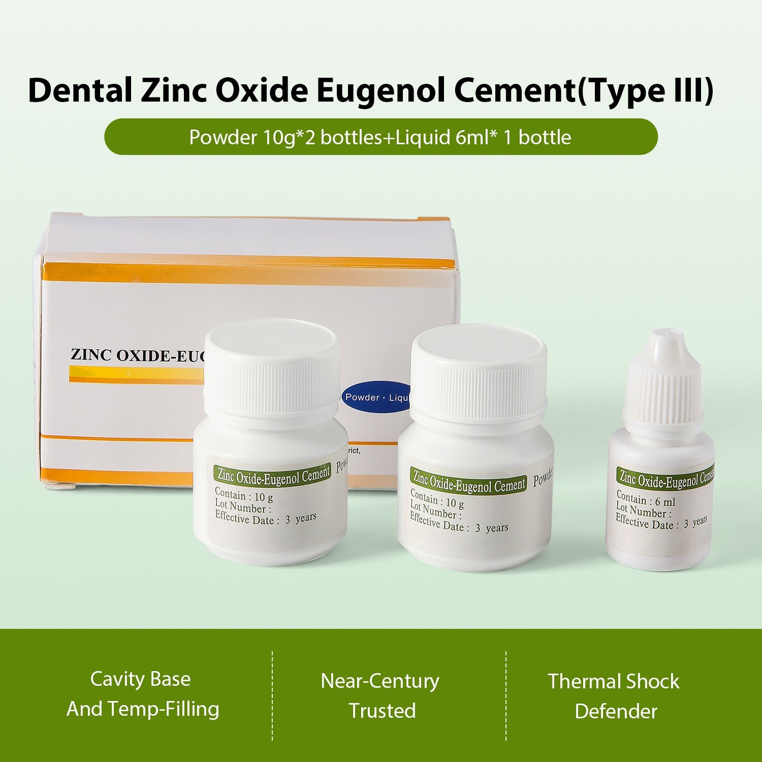 AZDENT Dental Zinc Oxide Eugenol Cement Kit For Temporary Crowns&Bridges Filling