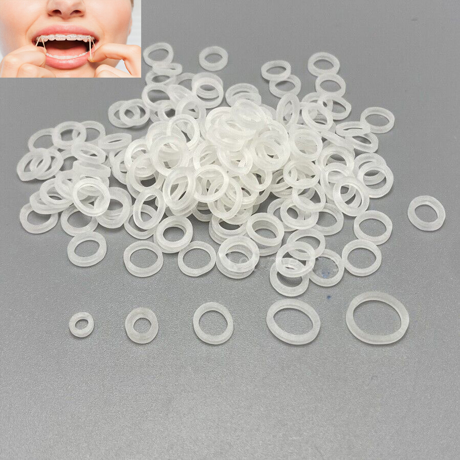 100 pcs Dental Orthodontic Intraoral Elastic Latex Rubber Band Clear All Types