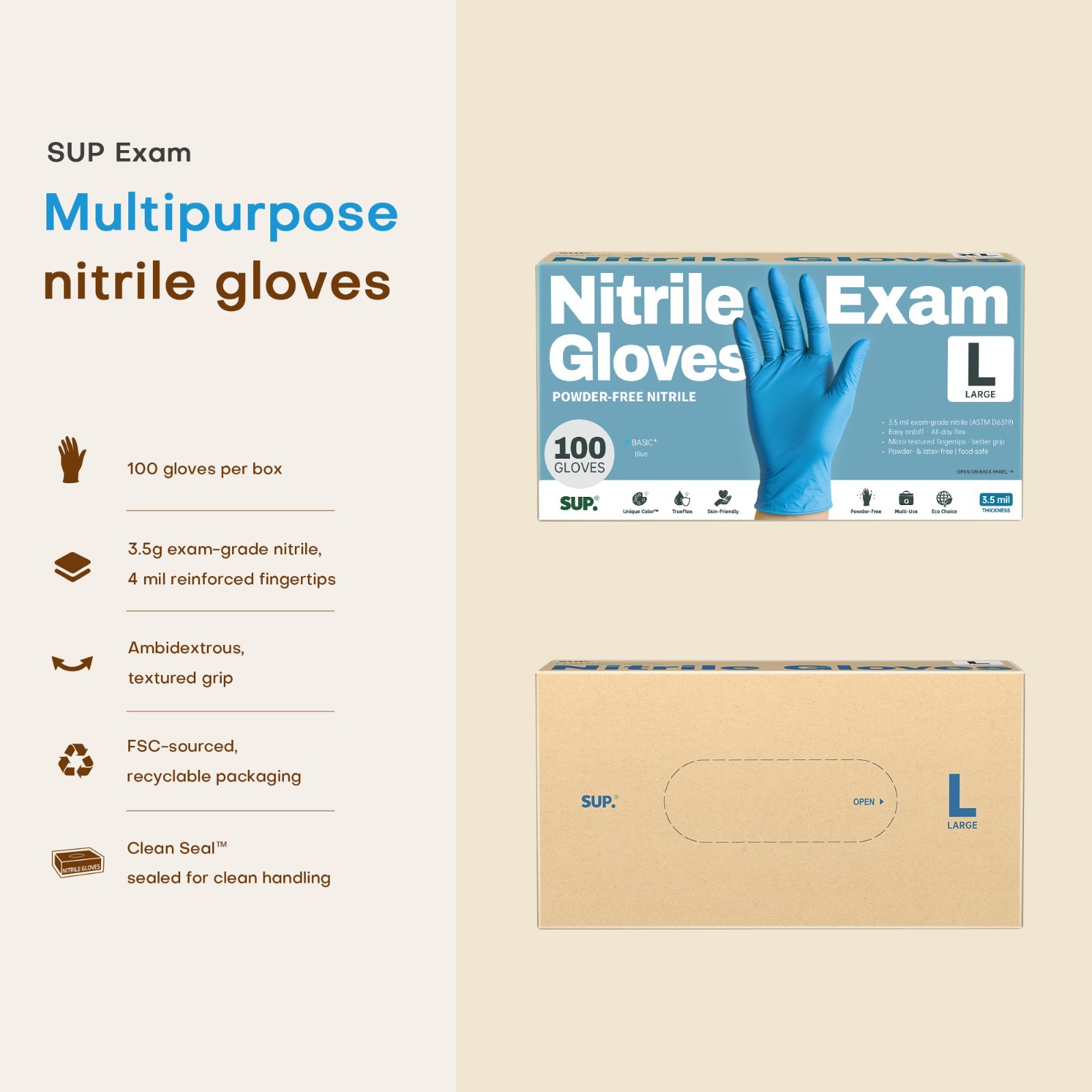 Medical Nitrile Exam Gloves Blue 100 PCs Powder-Free Food-Safe Disposable Glove