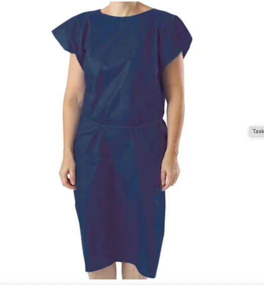 DISPOSABLE PATIENT GOWNS SLEEVELESS NON-WOVEN MEDICAL & HOSPITAL 10 PACK NAVY