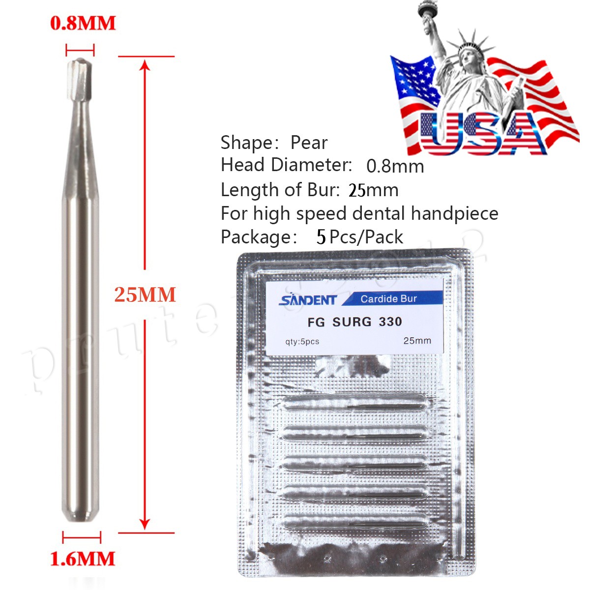 Dental Surgical Length Burs Round Fissure 557 4 6 8 Carbide FGOS FGSL 25mm