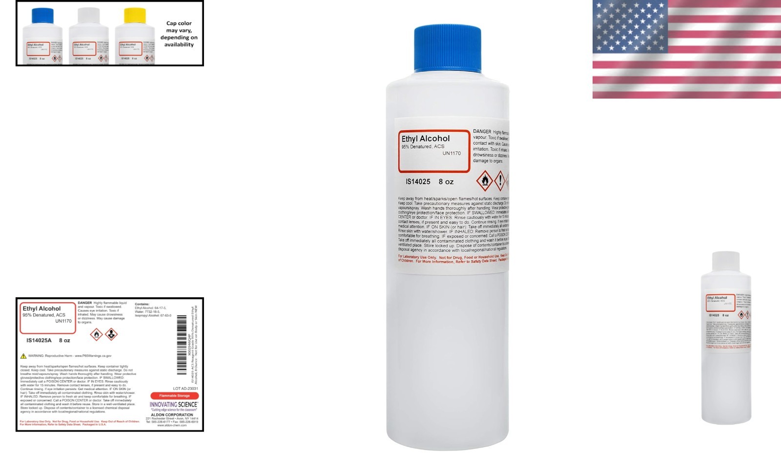 8 Ounce Bottle of 95% ACS Reagent Grade Denatured Ethanol – Safe for Labs