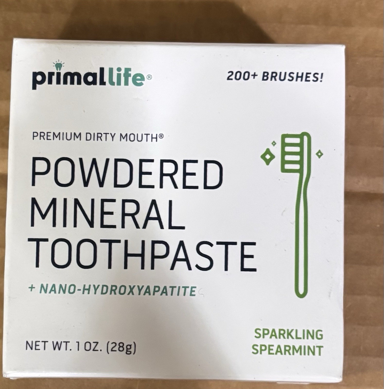 Primal Life Premium Dirty Mouth Powdered Mineral Toothpaste Sparkl Spearmint 1oz