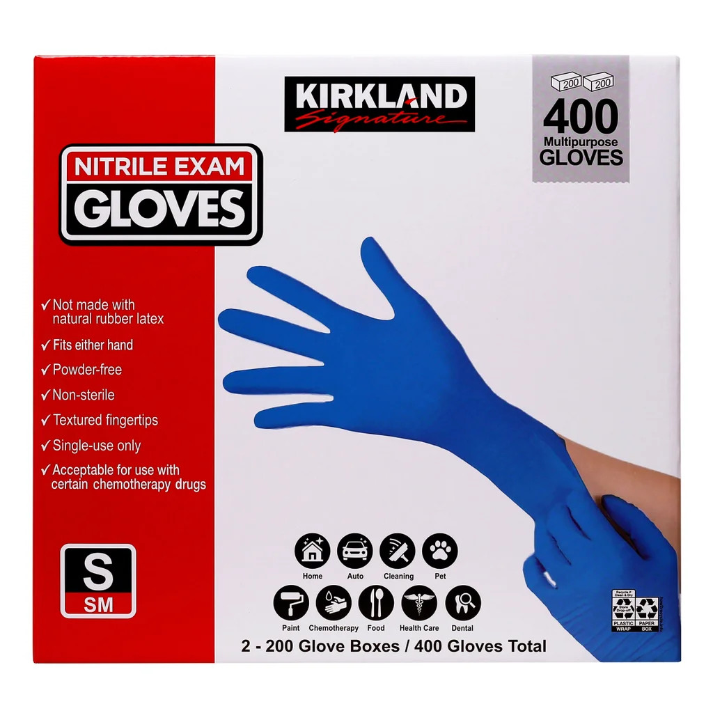Kirkland Signature Nitrile Exam Gloves (2×200) 400 Count