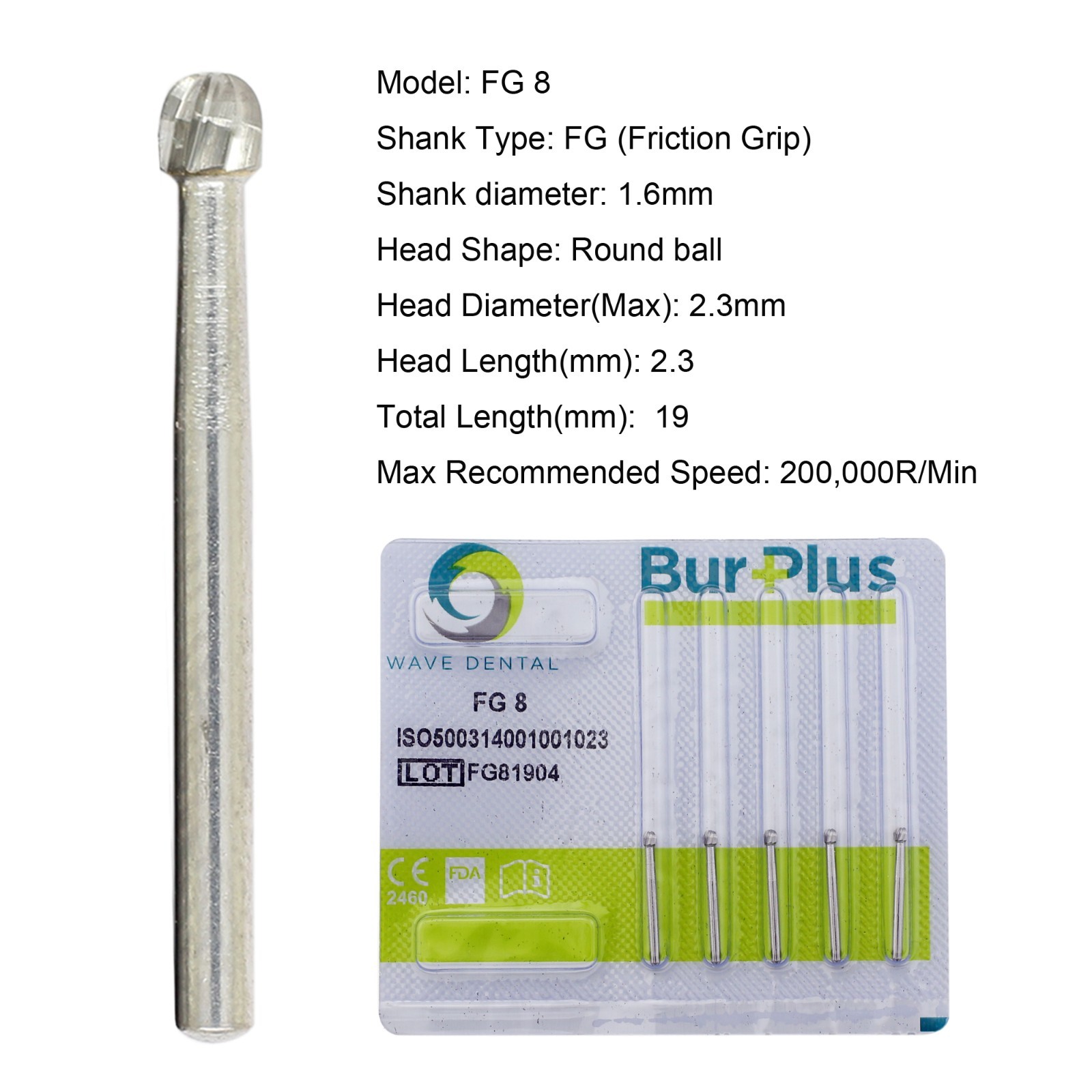 Wave Dental Carbide Burs FG 19mm High Speed Surgical 25mm FG SURG 330 557 702 6