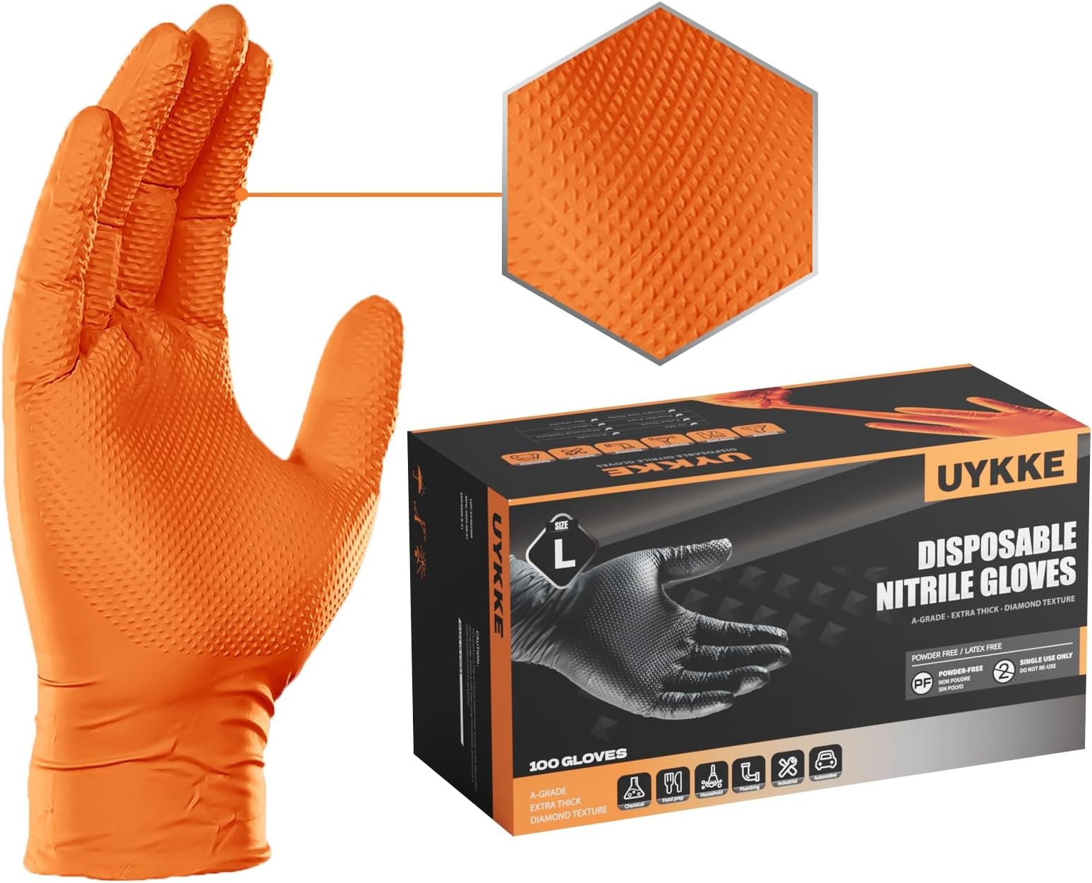 10mil Nitrile Gloves Thick,Industrial Disposable Gloves with Diamond Textured…