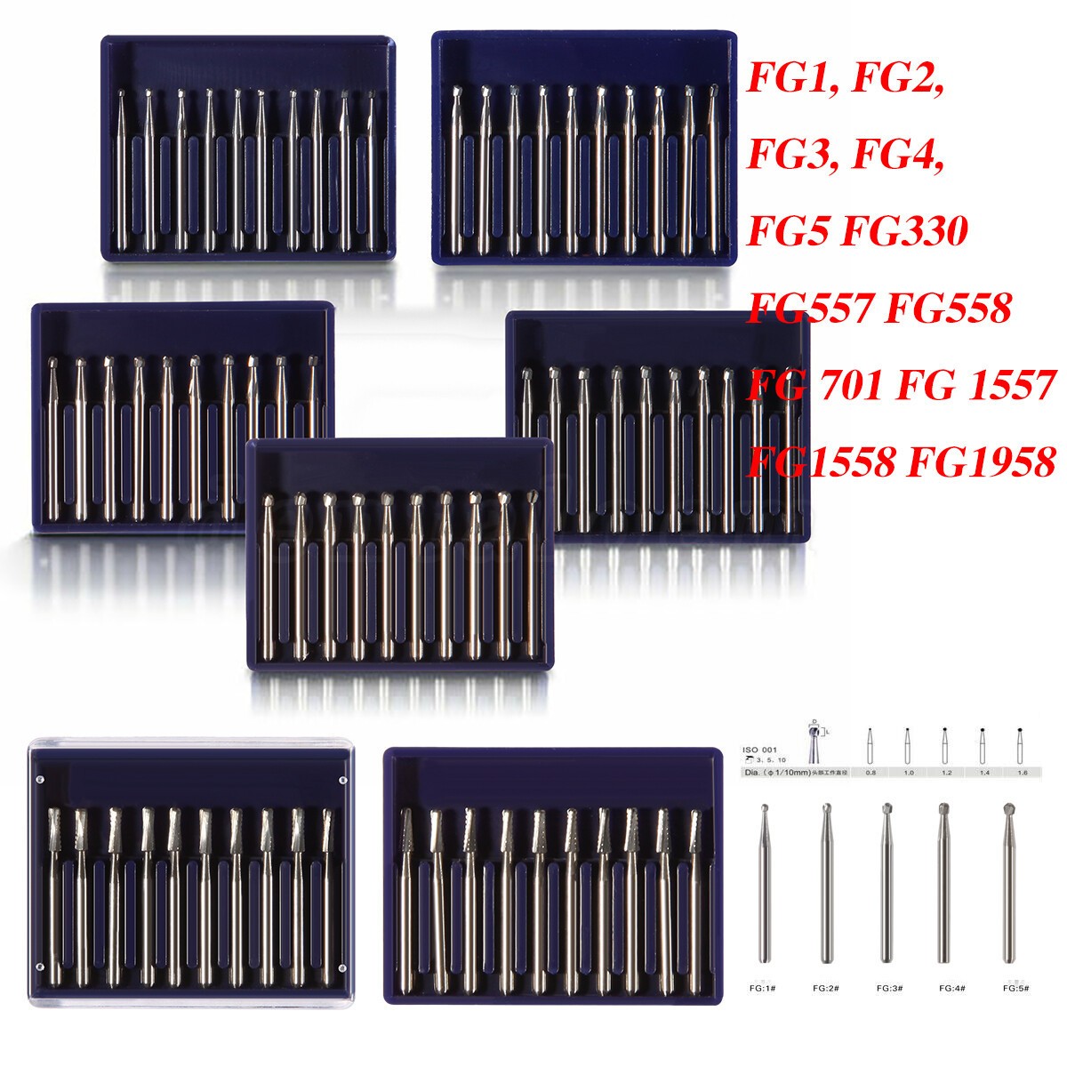 Round Carbide Dental Burs High Speed Handpiece Friction Grip Drill Bits