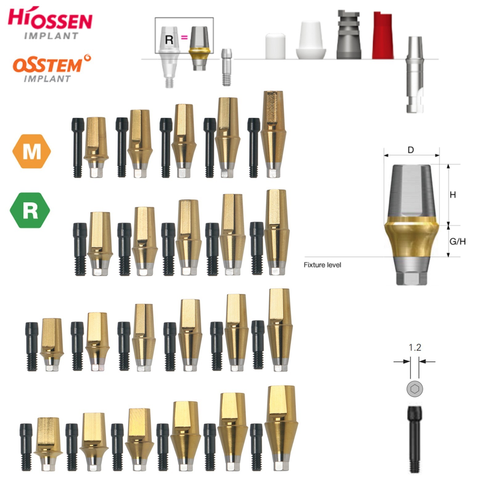 US Dental Straight Abutment Hiossen ET Osstem TS Ti Mini Regular Platform Hex