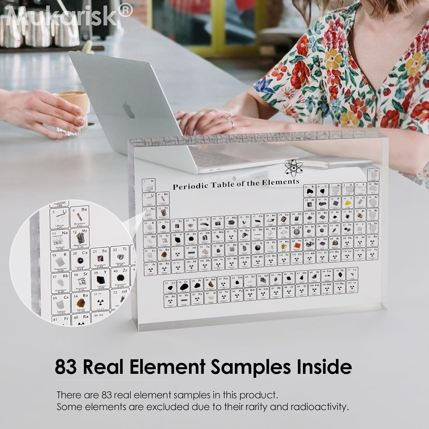 Periodic Table with Real Elements Inside, Acrylic Periodic Table Display with 83