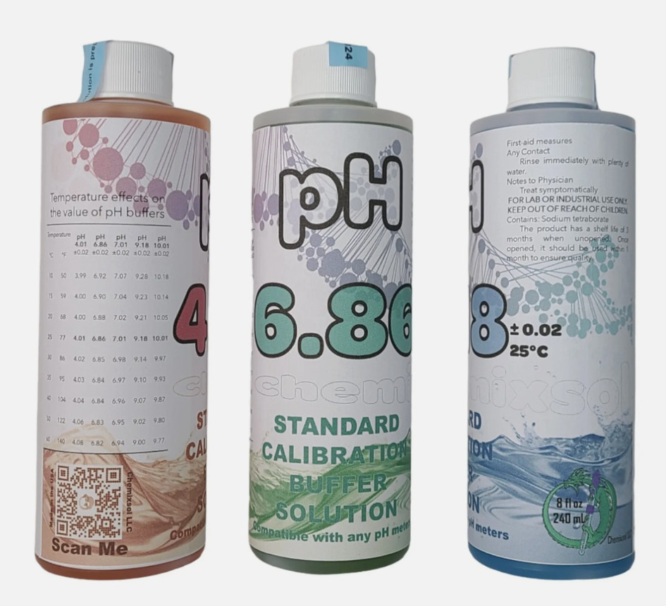 pH Buffer Calibration Kit 3-Pack: 250 mL (8 fl oz) Each of pH 4.01, 6.86, 9.18