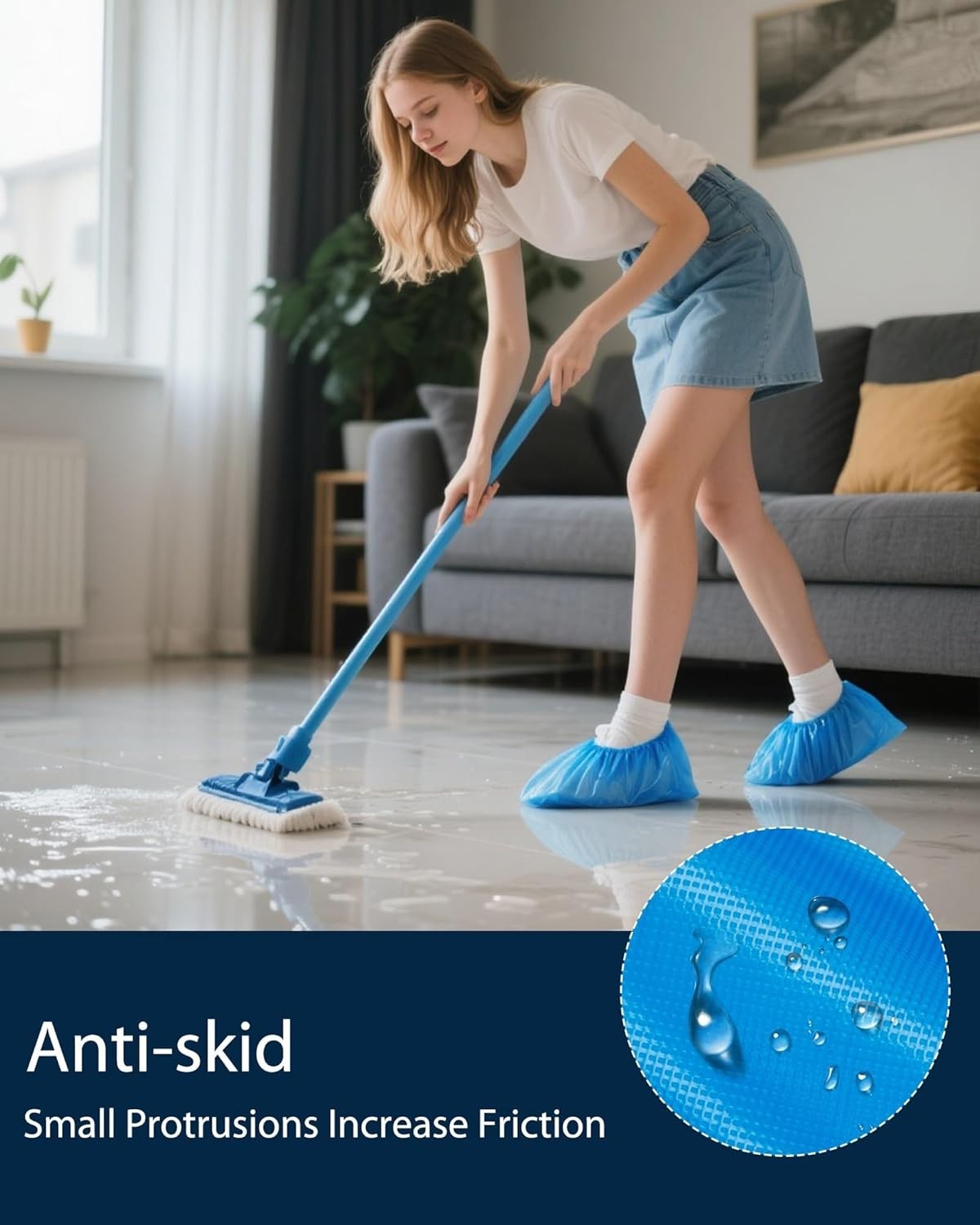 100 Pack Disposable Waterproof Shoe Covers – Hygienic Non-Slip Indoor Booties