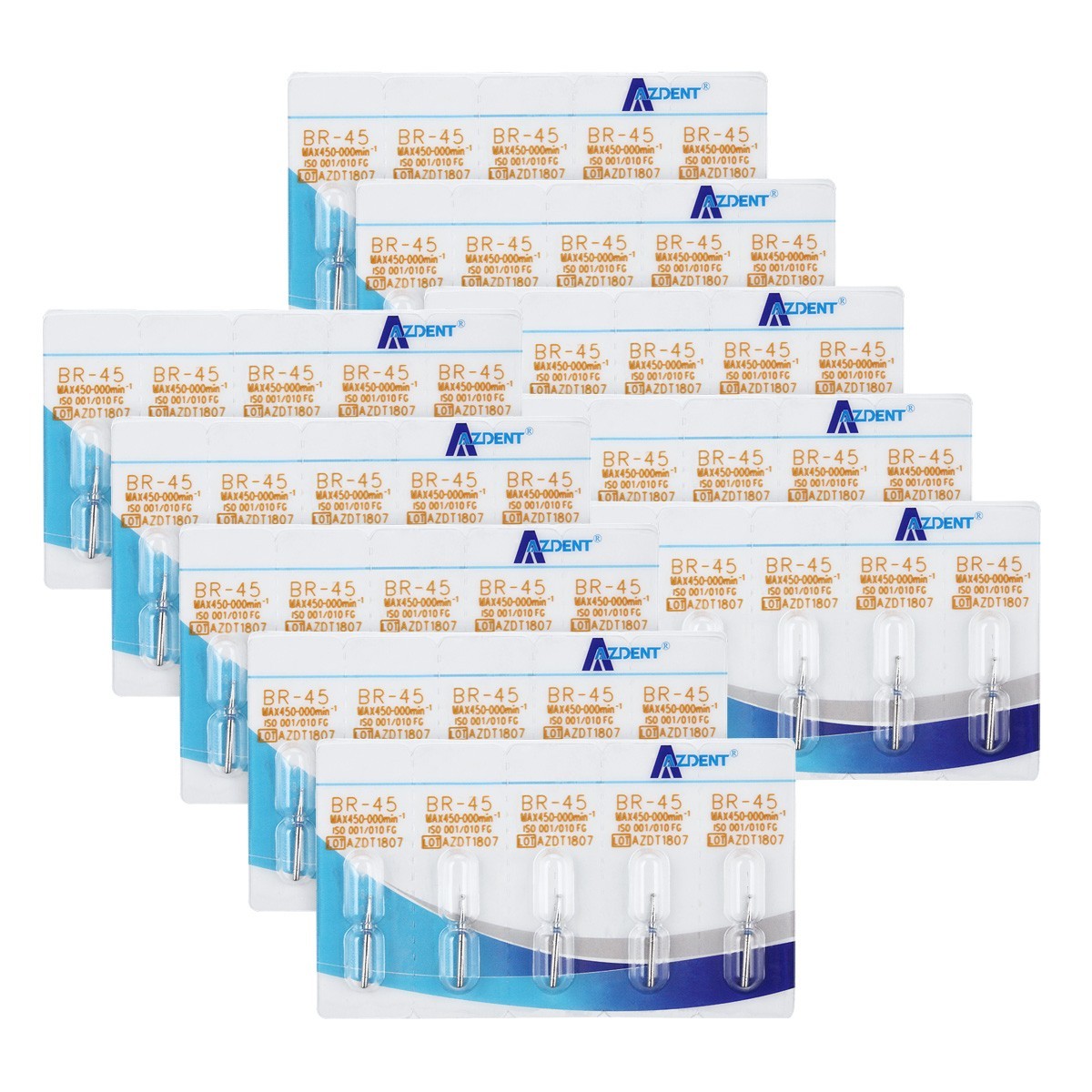 100Pcs AZDENT Dental Diamond Burs For High Speed Handpiece Friction Grip 1.6mm