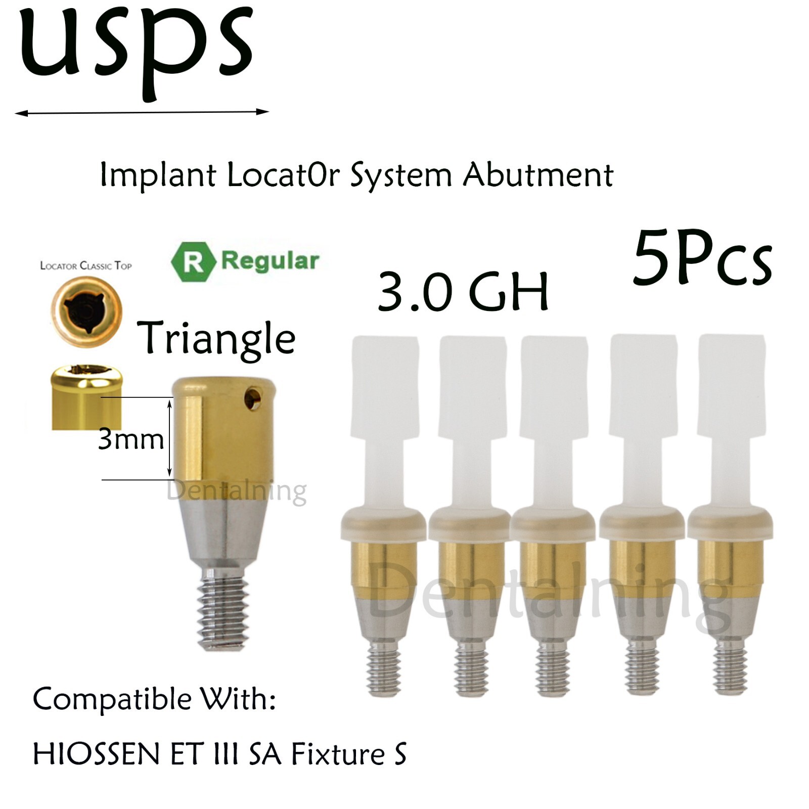 US Hiossen overdenture locator abutment Regular 3.7mm Fits 3/4/5.0mm