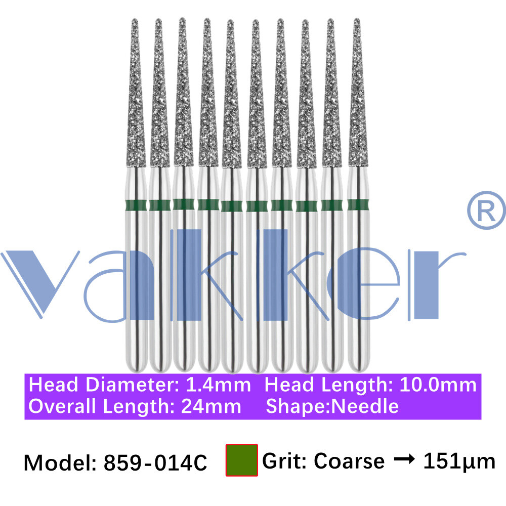 10pc Diamond Bur Shape Needle Diamond Burs for Handpiece Fine Medium Coarse