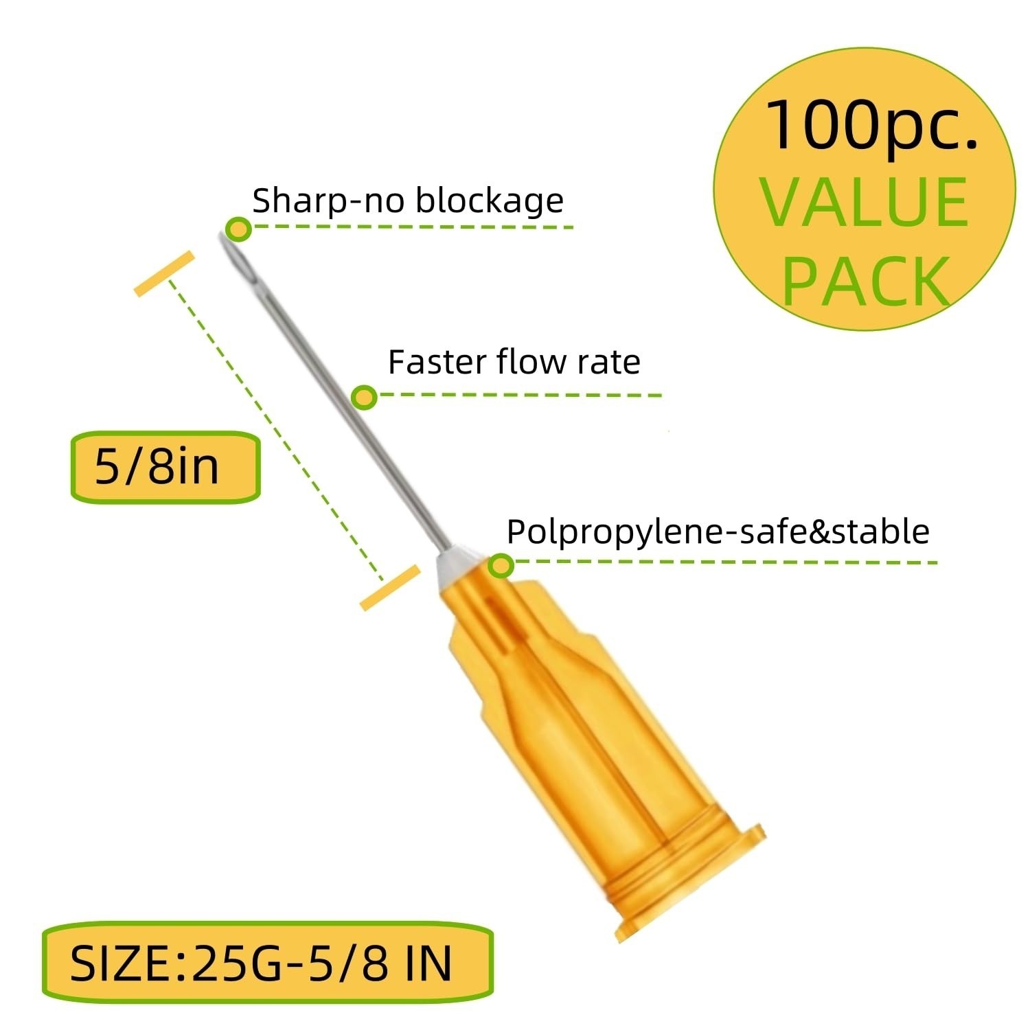 100 Pack 25 Gauge 5/8 Inch Sterile Disposable Syringes