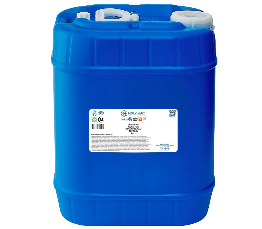Lab Alley Glycerin 99% USP/NF/FCC/Food Grade, Kosher, Halal, 5GAL !!