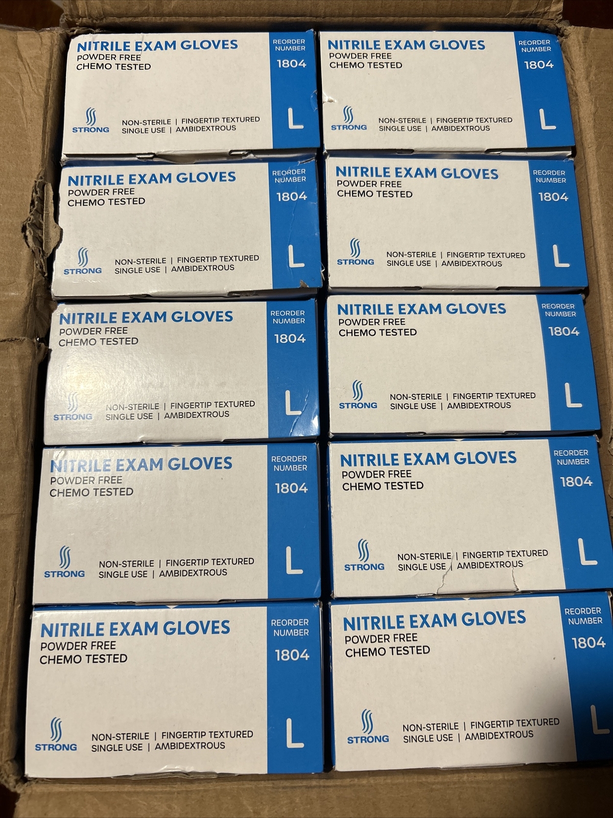 1804 Powder Free Nitrile Medical Exam Gloves – Pack of 1000, Size L. A2
