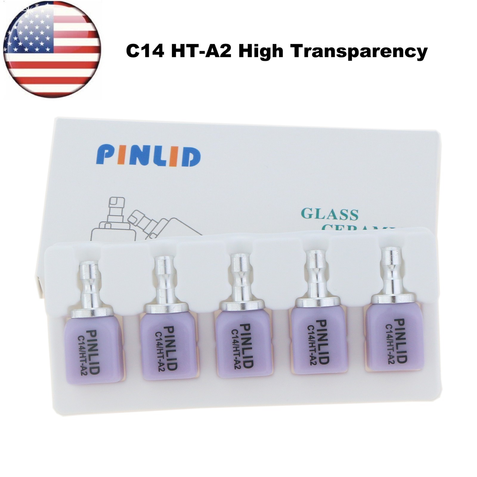 US HT C14 Dental Emax Glass Ceramic Lithium Dislicate Blocks CEREC CAD CAM Block