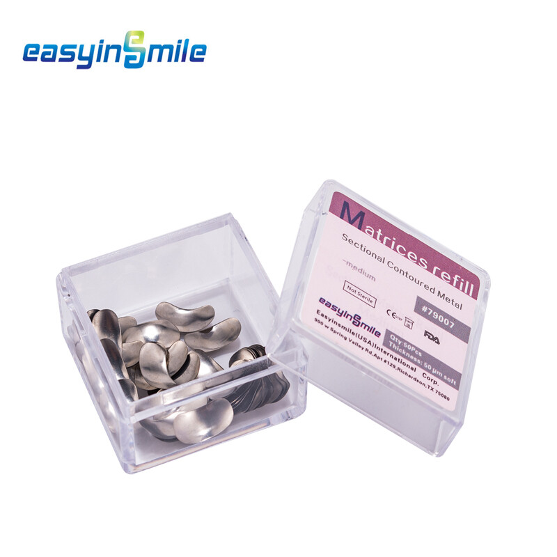 50Pcs Dental Metal Matrices Matrix Band Sectional Contoured Refill S/M/L 50μm