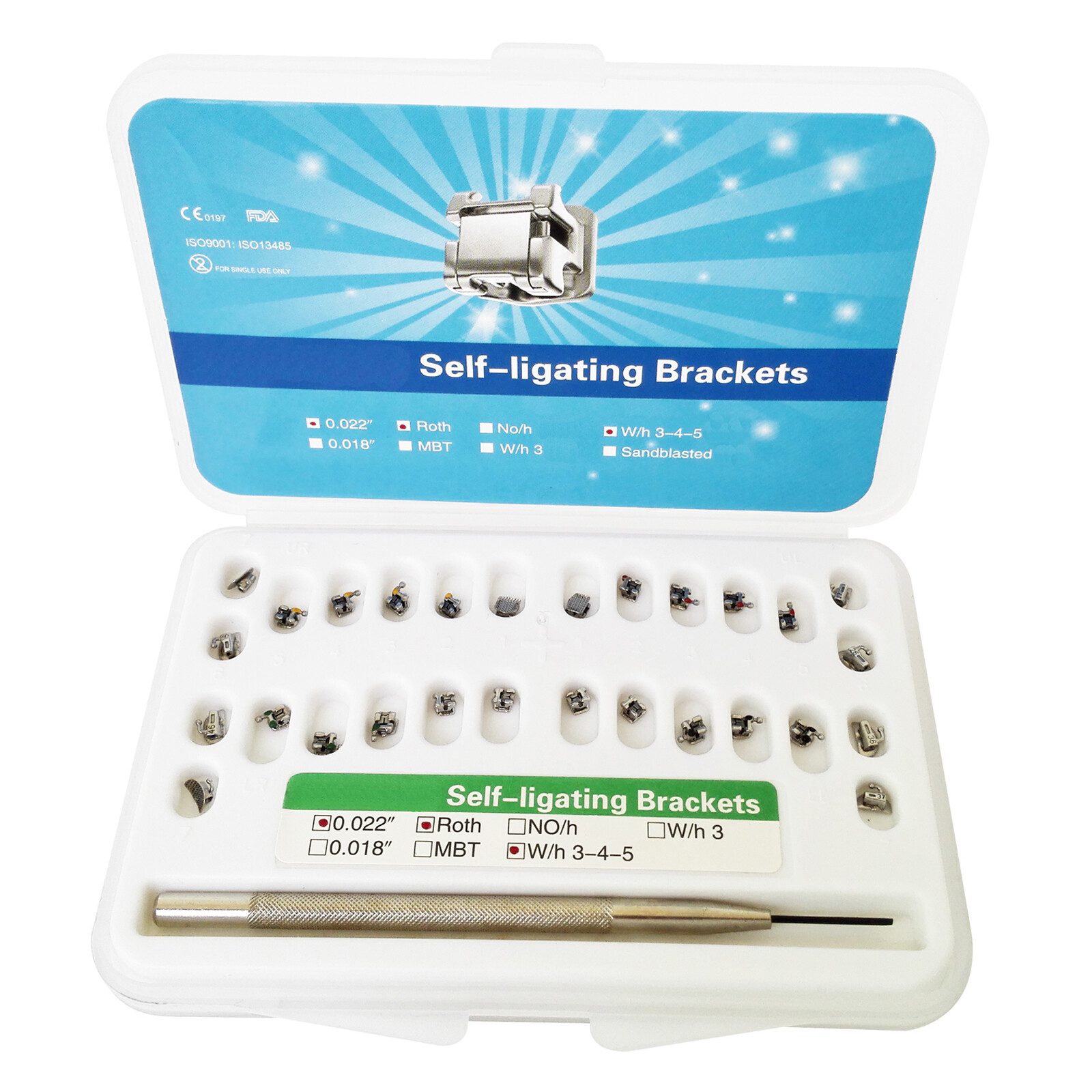 Dental Orthodontic Brackets Metal Self-ligating Ceramic Clear Crystal ALL Types
