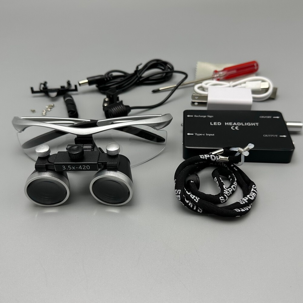 3.5X-420 Dental Binocular Loups Clip-on Magnifying Loupe for Glasses US/EU Plug