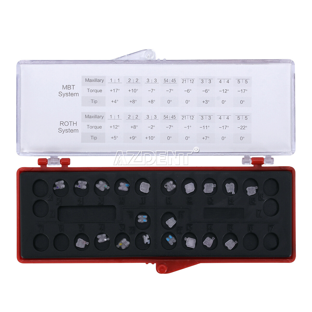 10 Packs AZDENT Dental Orthodontic Ceramic Brackets Braces 5*5 MBT.022 Hooks 345