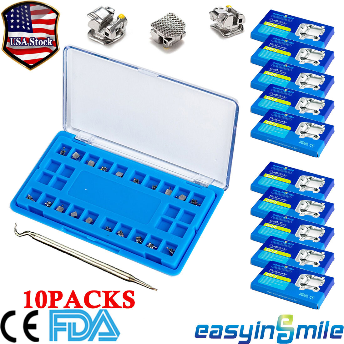 Dental Orthodontic Braces Roth MBT 022” Metal Self-Ligating Ortho Mesh Bracket