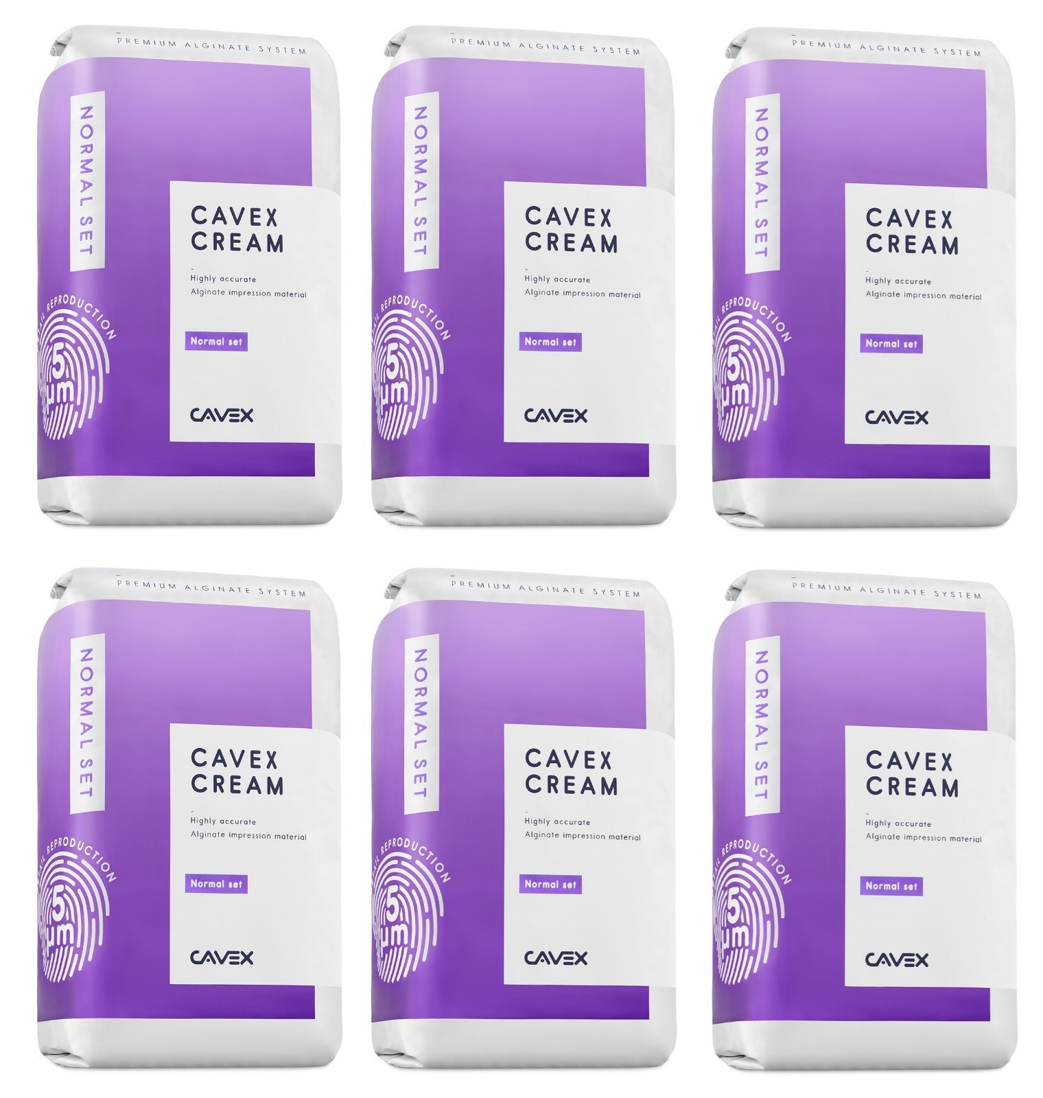 Cavex Cream Alginate 500 g – Normal Regular Set (90 s) Bubble‑Gum, Scan (6 Pack)