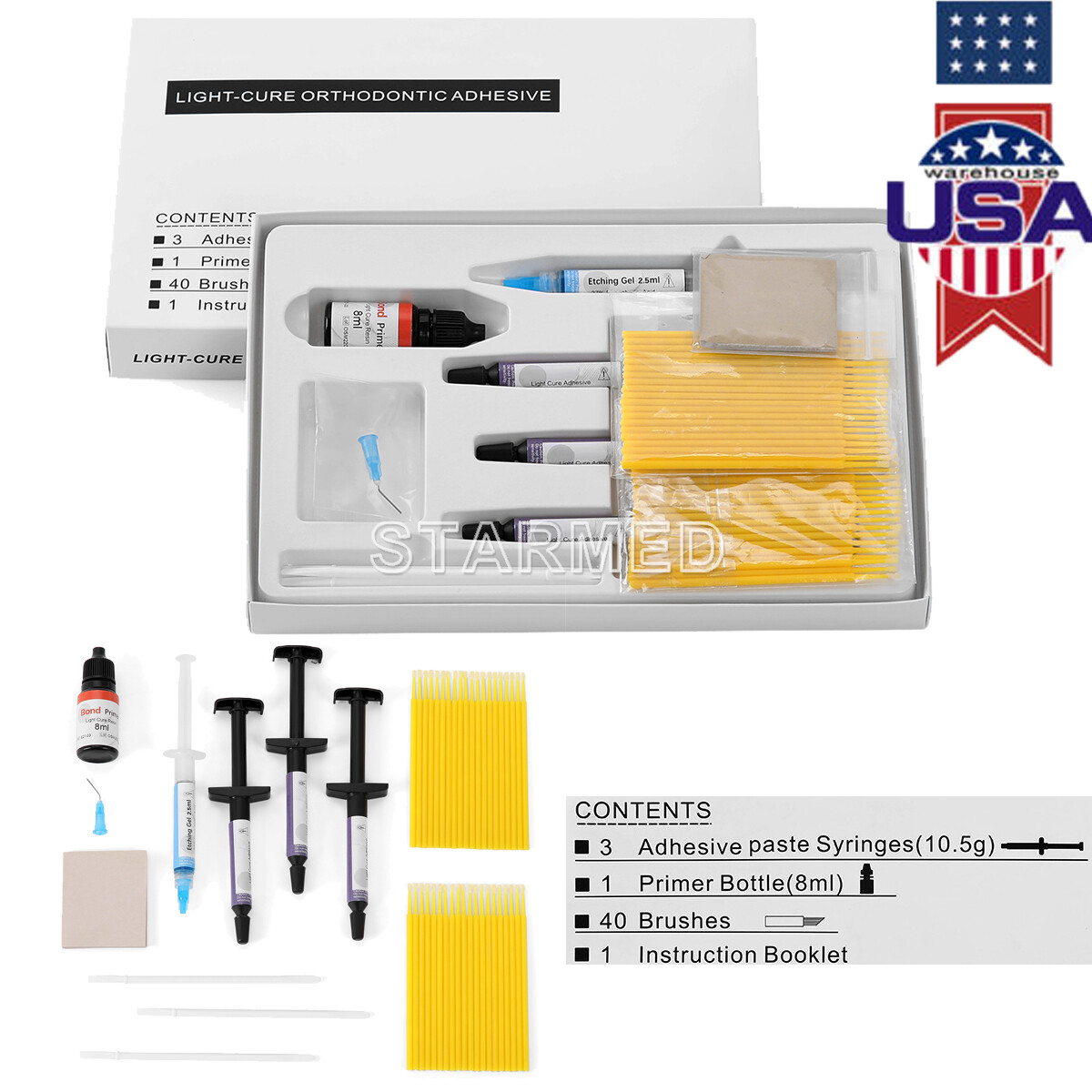 Dental Bracket Braces Glue Ortho Adhesive Bonding System Light Cure Primer Kits