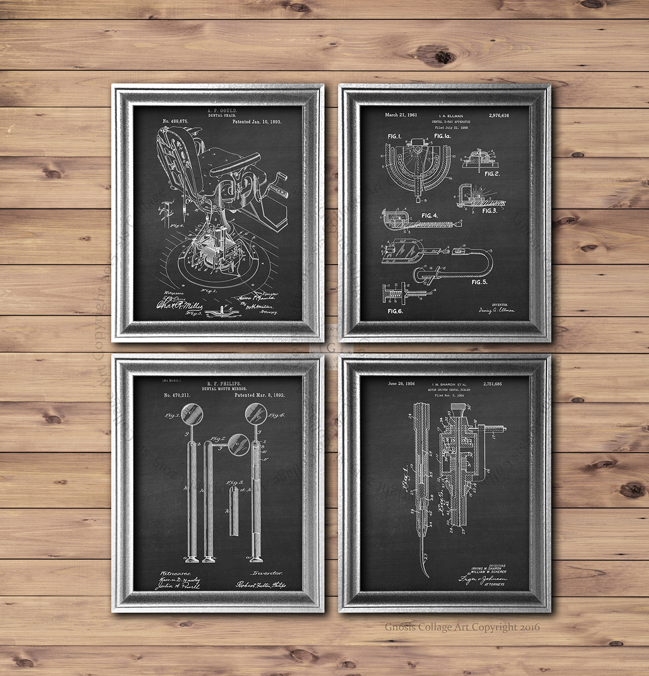 Dentist Office Decor set of 4 Unframed Dental Patent Art Prints Dentist gift