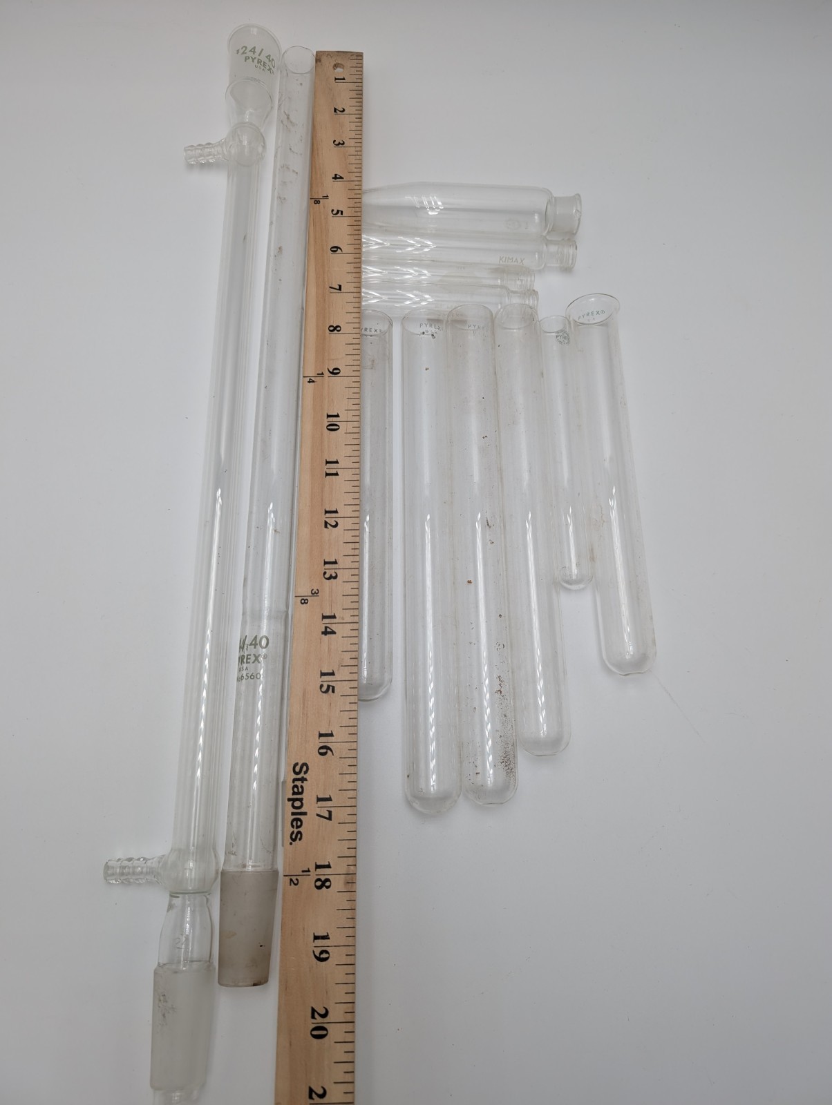 Vintage 24/40 Glass 21″ Distillation Condenser Mixed Lot