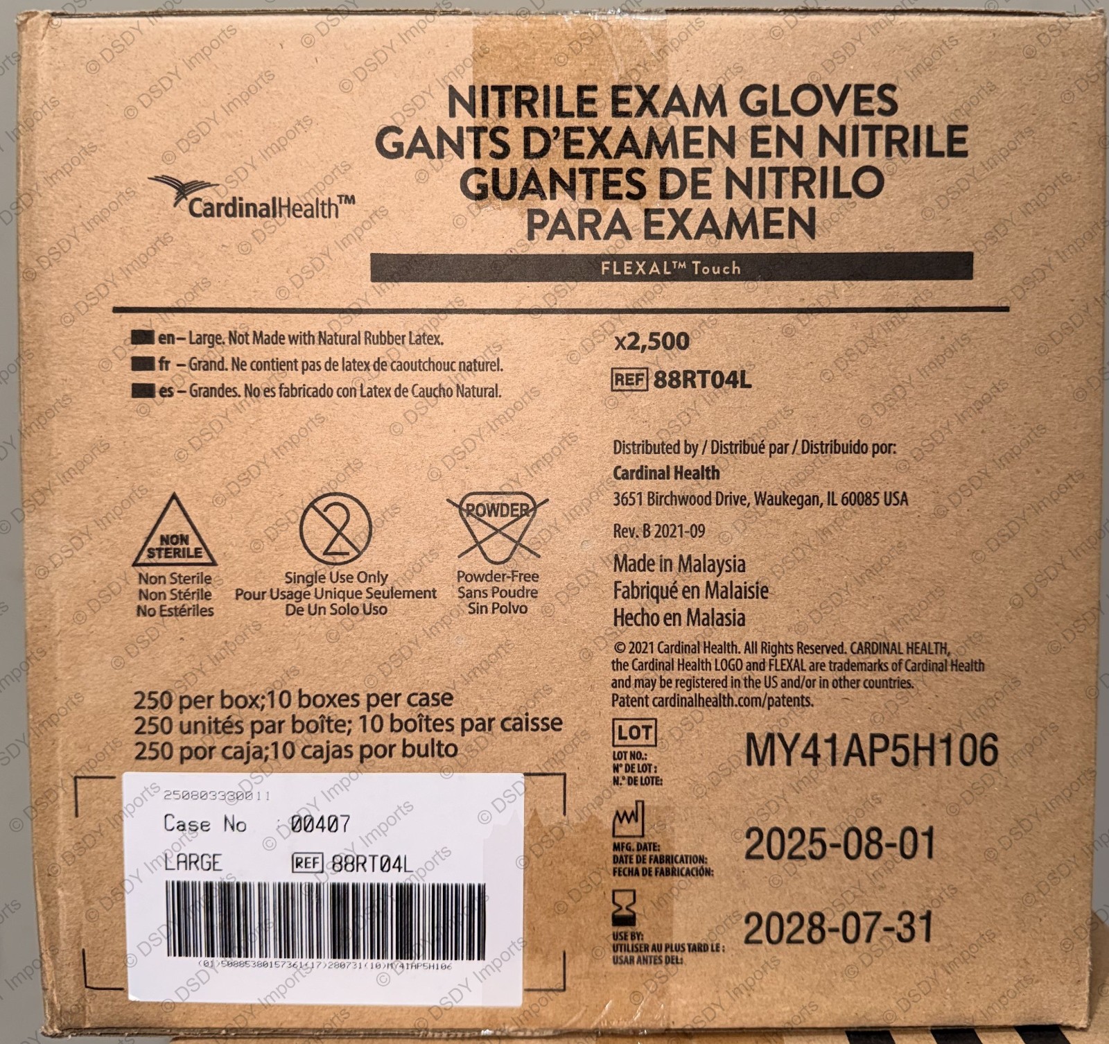 2500 LARGE HALYARD Nitrile STERLING SG Exam gloves (1xCASE) powder & latex free