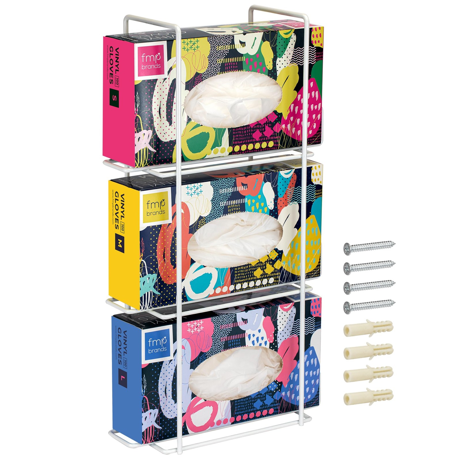 Triple Glove Holder For Wall Mount Wire Rack Disposable Napkin Gloves Box Holder