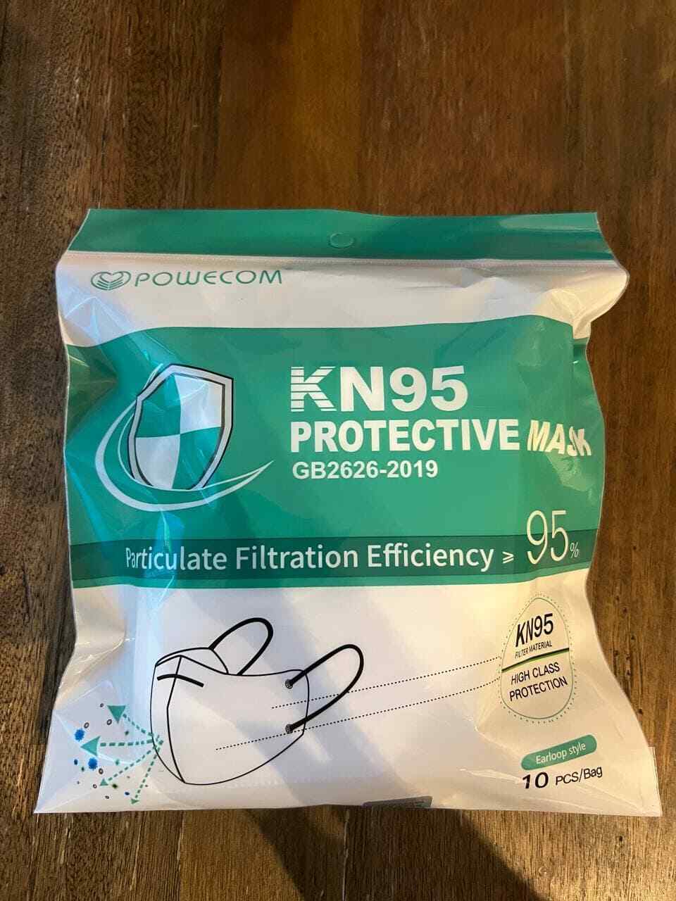 10 PCS/Bag Powecom KN95 Protective Face Mask Respirator KN 95✅GB2626-2019