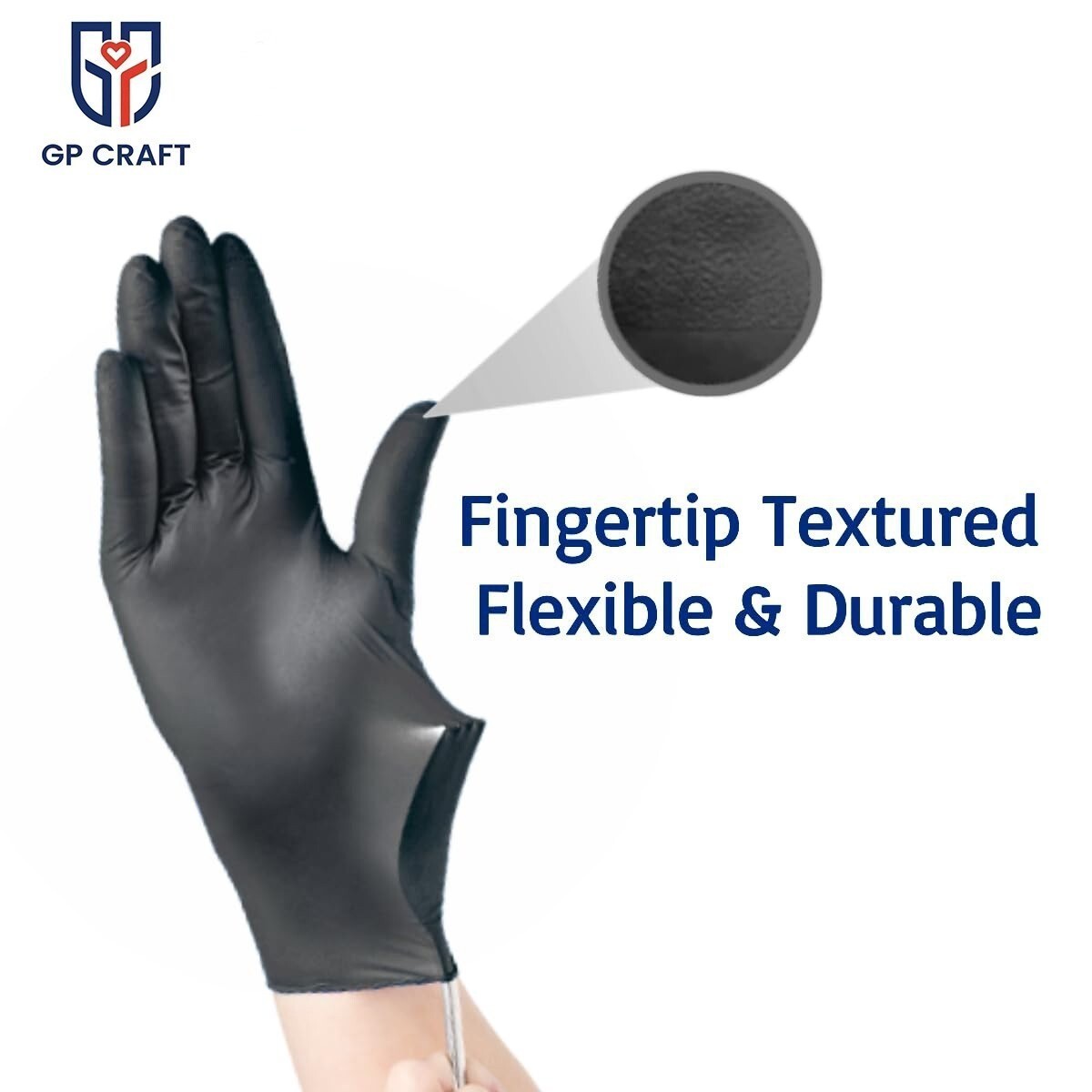 GP Craft Black Nitrile Gloves 5 Mil Disposable Latex-Free 100 Count