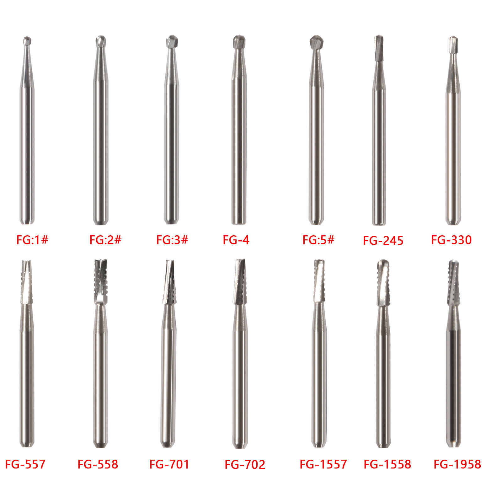 Dental Tungsten Carbide Bur FG Dills Round Type For High Speed Handpiece