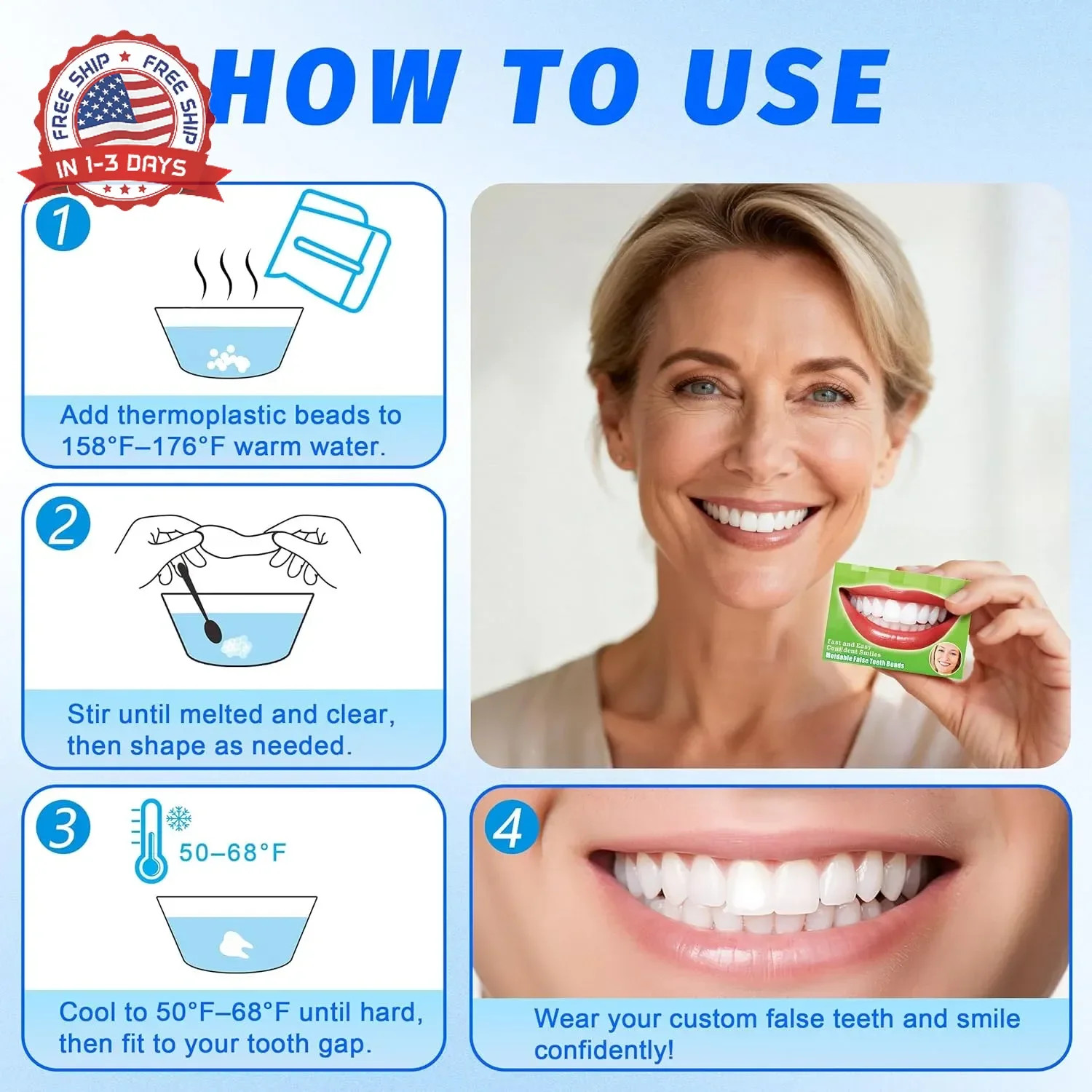 Temporary Tooth Repair Kit, Moldable False Teeth Beads | Fix Broken, Chipped, or